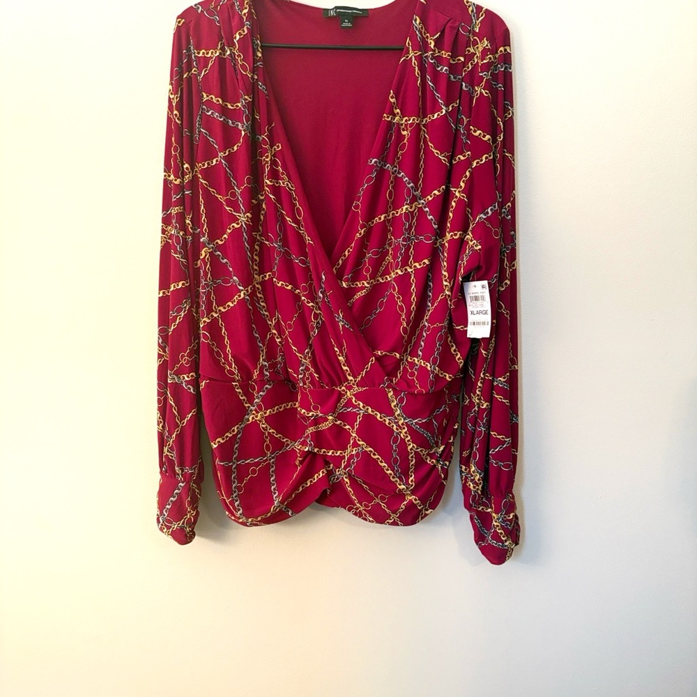 INC International Concepts Chain Print Blouse in Red